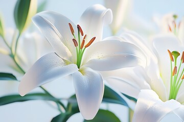 Obraz premium Close-up of a pristine white lily, showcasing delicate texture.