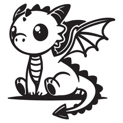 Cute Dragon Illustration Adorable Baby Dragon Cartoon Character Vector