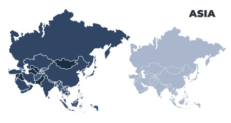 Asia political map with states border outline