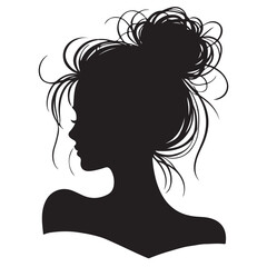 Messy Bun Hairstyle Silhouette Vector Graphic Design Element