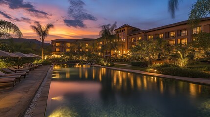 Sunset Resort Pool, Tropical Paradise, Relaxation