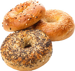 Freshly Baked Sesame Bagels in Close Up View