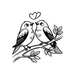 Obraz premium sticker of black and white cute love birds 