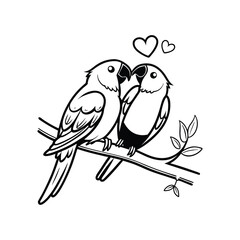 Sticker Of Black And White Cute Love Birds