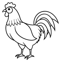 Rooster line art vector