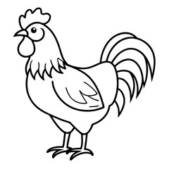 Rooster line art vector