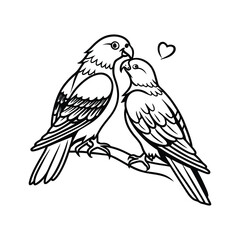 Sticker Of Black And White Cute Love Birds