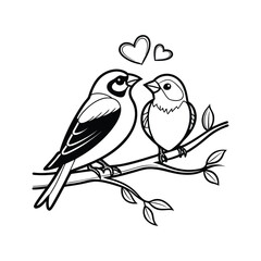 Sticker Of Black And White Cute Love Birds
