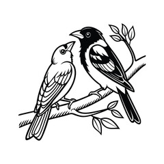 Sticker Of Black And White Cute Love Birds