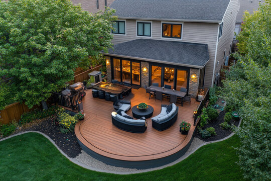 A Beautifully Installed Trex Deck Surrounded By Greenery