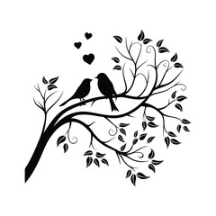 Sticker Of Black And White Cute Love Birds
