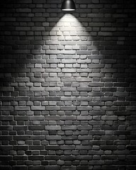 Dark Brick Wall with Spotlight Effect in Monochrome