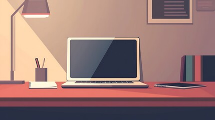 Laptop Workspace Desk Minimalist Modern Design