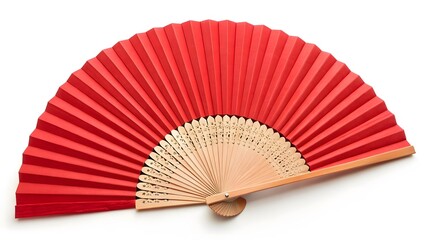 Elegant Red Folding Fan Cultural Symbol & Artistic Craft V3