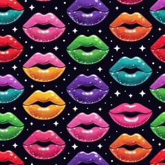 valentine colorful lips seamless pattern