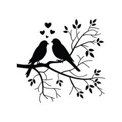 Sticker Of Black And White Cute Love Birds