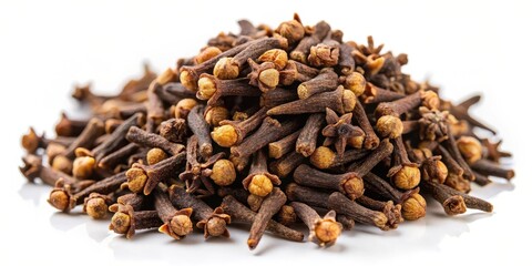 Obraz premium Cloves Pile, Spice, White Background