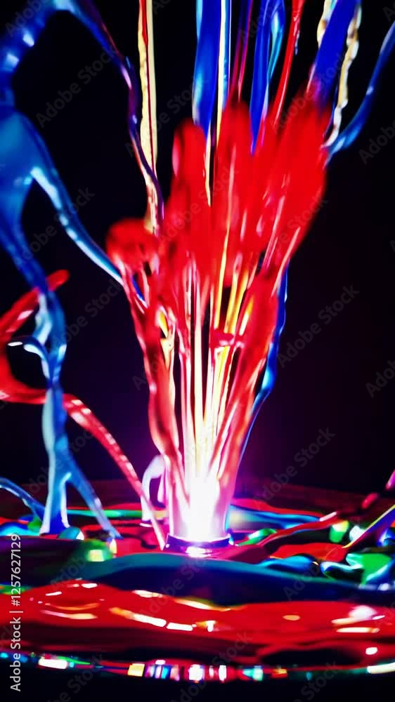 Aufkleber vibrant splashes of colorful paint dynamically bursting from a glowing light bulb, creating a surrea