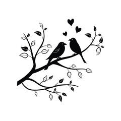 Sticker Of Black And White Cute Love Birds