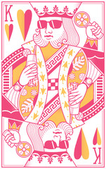 Tropical Court Playing Cards - King Card Pink