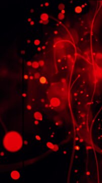 Abstract red background with glowing orbs and flowing lines creating a dynamic, vibrant atmosphere