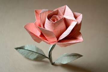 Delicate Origami Rose with Intricate Lines