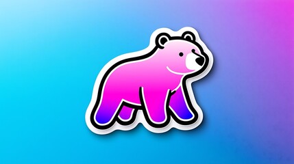 Pink And Purple Gradient Pixel Art Bear