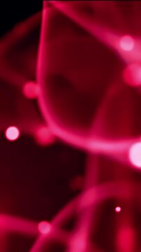 Abstract red background with glowing orbs and flowing lines creating a vibrant, dynamic atmosphere