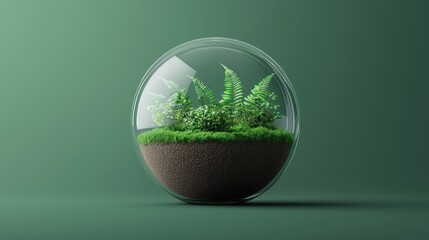 Indoor garden ecosystem home 3d art minimalist environment close-up view sustainable living concept