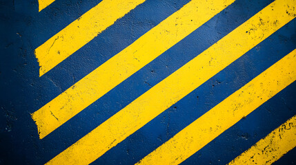 Abstract diagonal stripes background texture of yellow and blue paint on a rough surface
