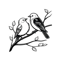 Sticker Of Black And White Cute Love Birds