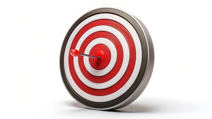 Red Target with Dart on White Background