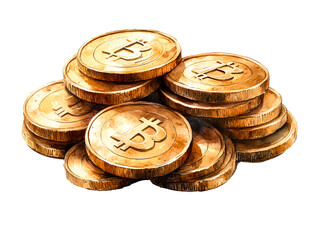 A pile of gold coins with the letter B on them