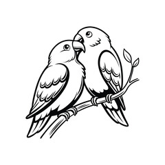 Sticker Of Black And White Cute Love Birds