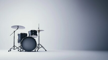 A drum set on a white background with a gray background