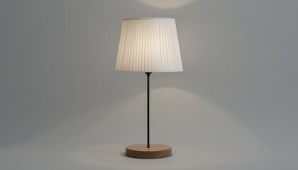 Simple floor lamp with a white pleated shade and wooden base against a neutral background. Ideal for home decor, interior design, or furniture promotions.