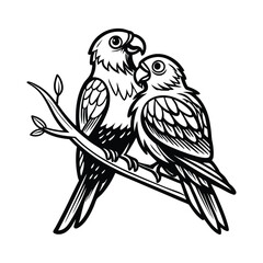 sticker of black and white cute love birds
