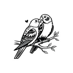 sticker of black and white cute love birds
