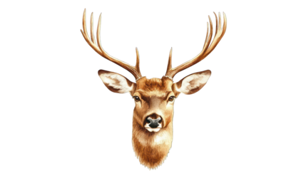 head of deer watercolor isolated on white background