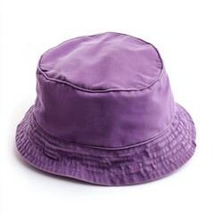 A vibrant purple bucket hat sits elegantly on a pure white backdrop