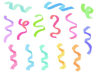 カラフルなリボンのイラスト素材セット
