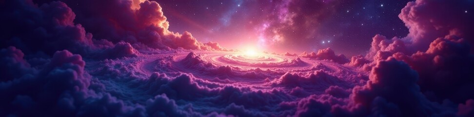 Obraz premium Vast cosmic void, swirling nebulae, distant starlight , night, dark