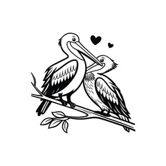 sticker of black and white cute love birds
