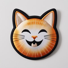 Obraz premium Cat, Persian, American shorthair, cute, emoji, laughing, smiling, animal, zoo, Patch, cloth, cloth patch, patch, embroidered, handmade, thread, icon, badge, symbol, sign, mark, sewing, dressing, cloth