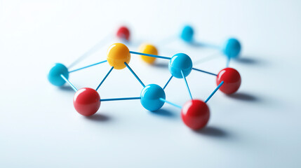 Obraz premium 3D conceptual diagram of organizational strategy with colorful nodes