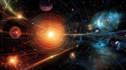 Obraz premium light as the fastest thing in the universe, depicting its influence in different scientific fields