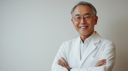 腕を組んでいる日本人男性の医者