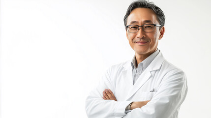 腕を組んでいる日本人男性の医者