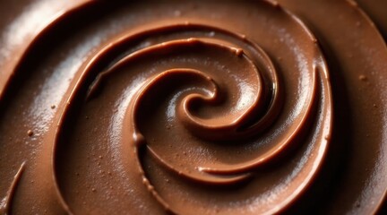 Close-up view of a rich, decadent chocolate swirl, showcasing its smooth texture and alluring sheen.