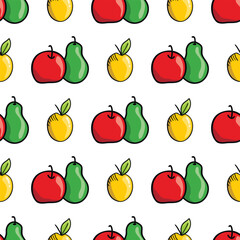 Seamless vector pattern with bright summer fruit. Trendy and colourful of Summer fruits